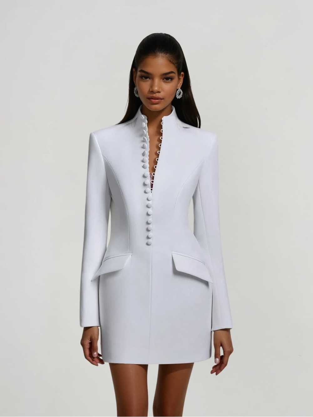 Mew Mews Hornfels Single Breasted Blazer Mini Dress in White Small - Picture 1 of 14